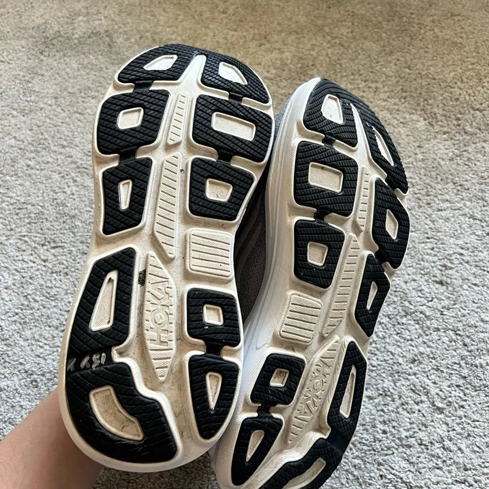 Hoka One One Men's Gray and White Sneakers